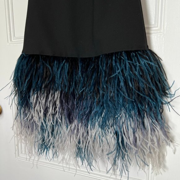 Designer Ostrich Feather Short Black/Blue Ombre Dress Size 4 MSRP $565 - Picture 8 of 8